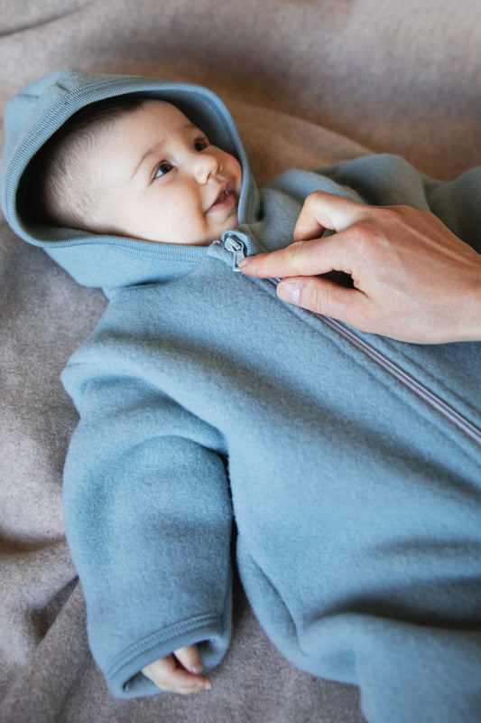 Engel Overall aus Wollfleece mit Kapuze und Reißverschluss
