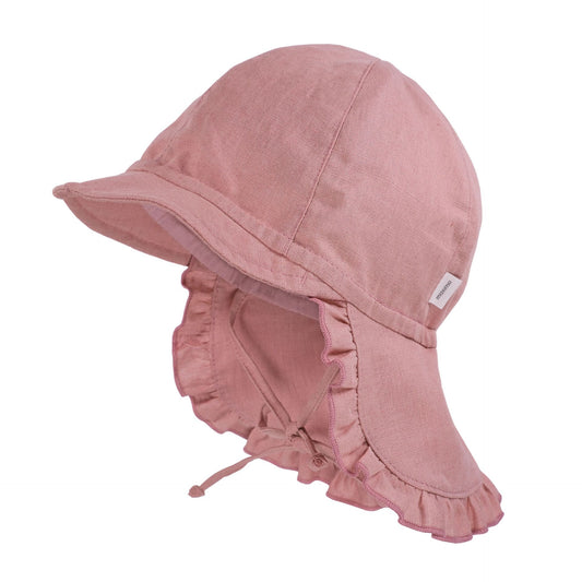 maximo GOTS BABY GIRL-Schildmütze Leinenoptik, kurzer Nackenschutz, Band, UV 50