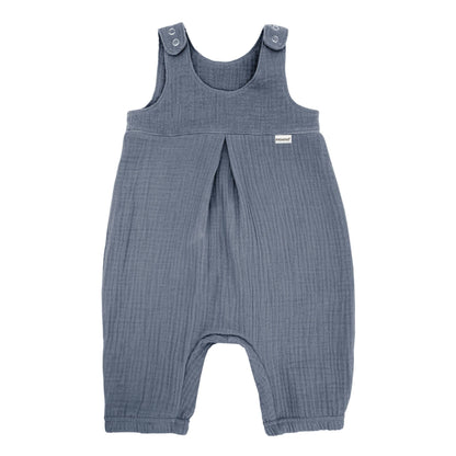 maximo GOTS BABY-Overall, Musselinstoff, Windelöffnung in flint stone