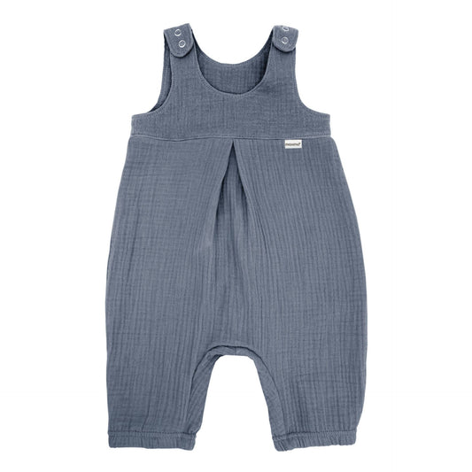 maximo GOTS BABY-Overall, Musselinstoff, Windelöffnung in flint stone