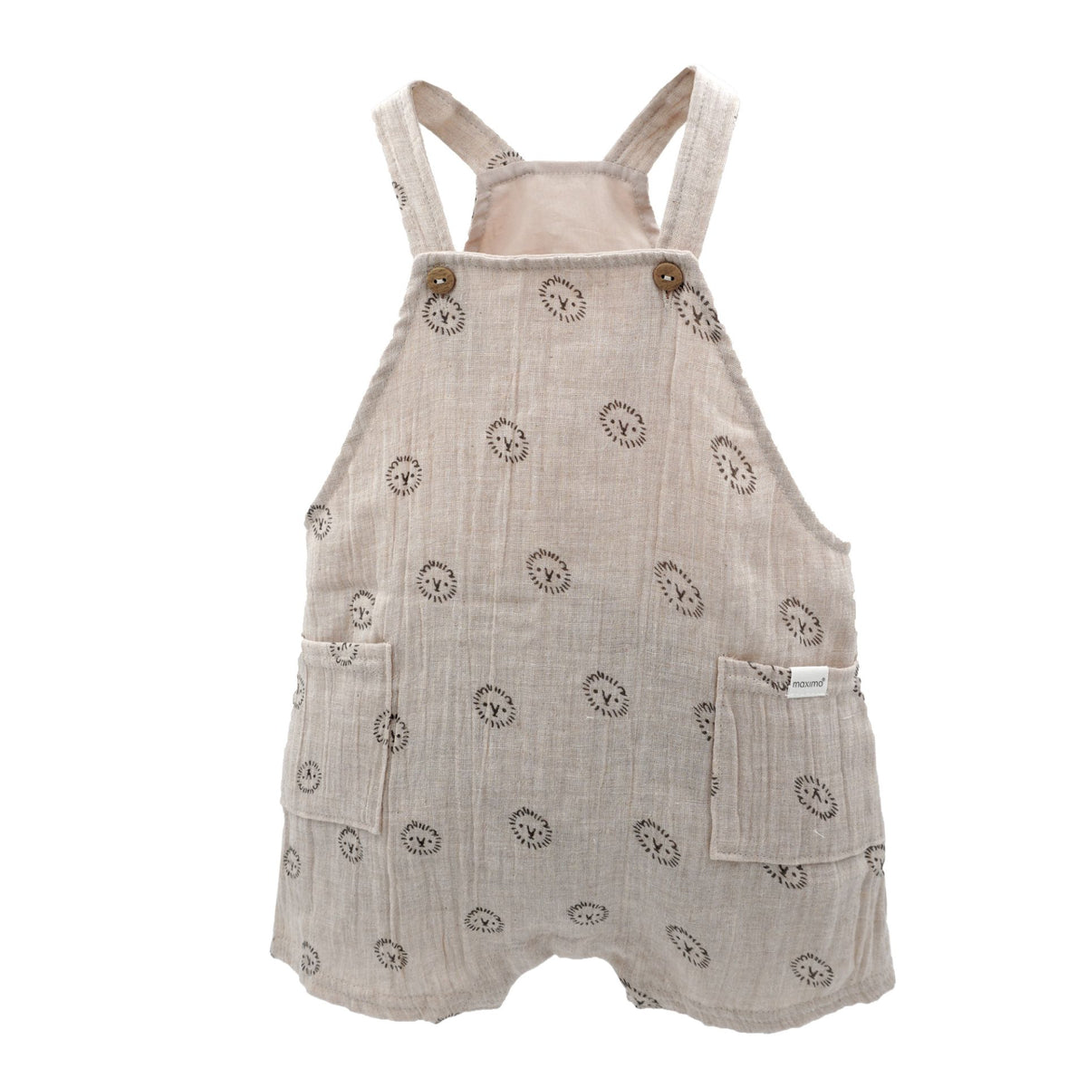maximo GOTS BABY-Latzshorts, Taschen Musselinstoff, Futter, Windelöffnung
