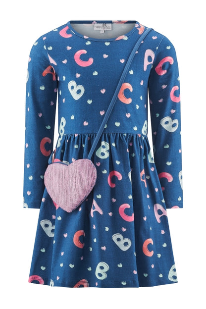 Happy Girls Kleid Langarm Einschulung mit Tasche