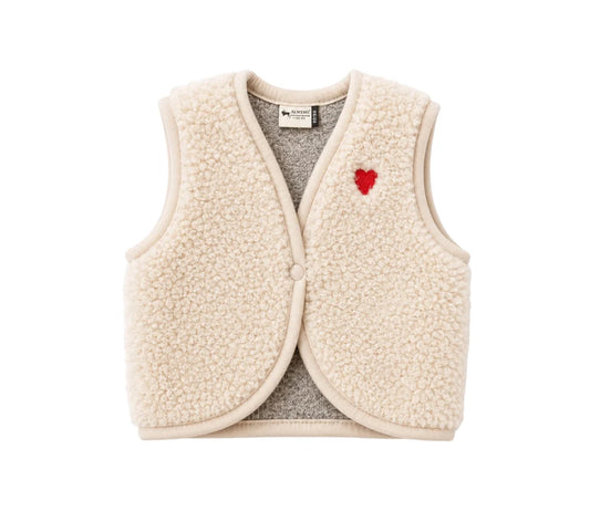 Alwero Weste Lulu aus Bio-Wolle Ultralight Sandy Brown mit Herz, Special Edtion