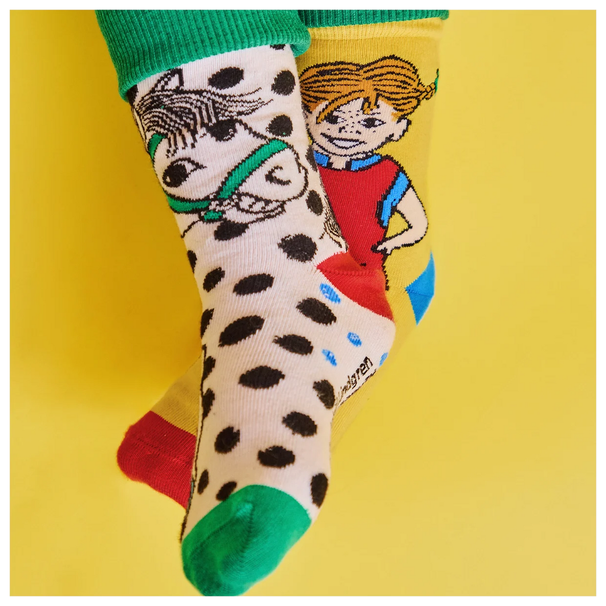 Martinex Pippi Langstrumpf Socken 2 Paar Gelb/Weiß