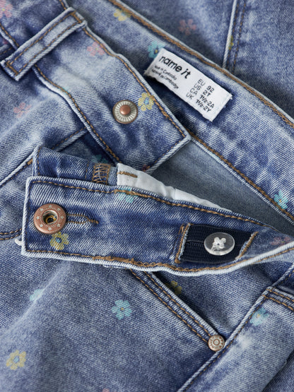Name it Jeans Shorts Slim Fit mit kleinen Blüten
