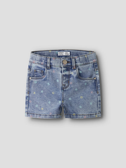 Name it Jeans Shorts Slim Fit mit kleinen Blüten