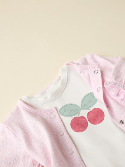 Name it Langarmshirt mit Glitzer-Kirschenprint aus Bio-Baumwolle