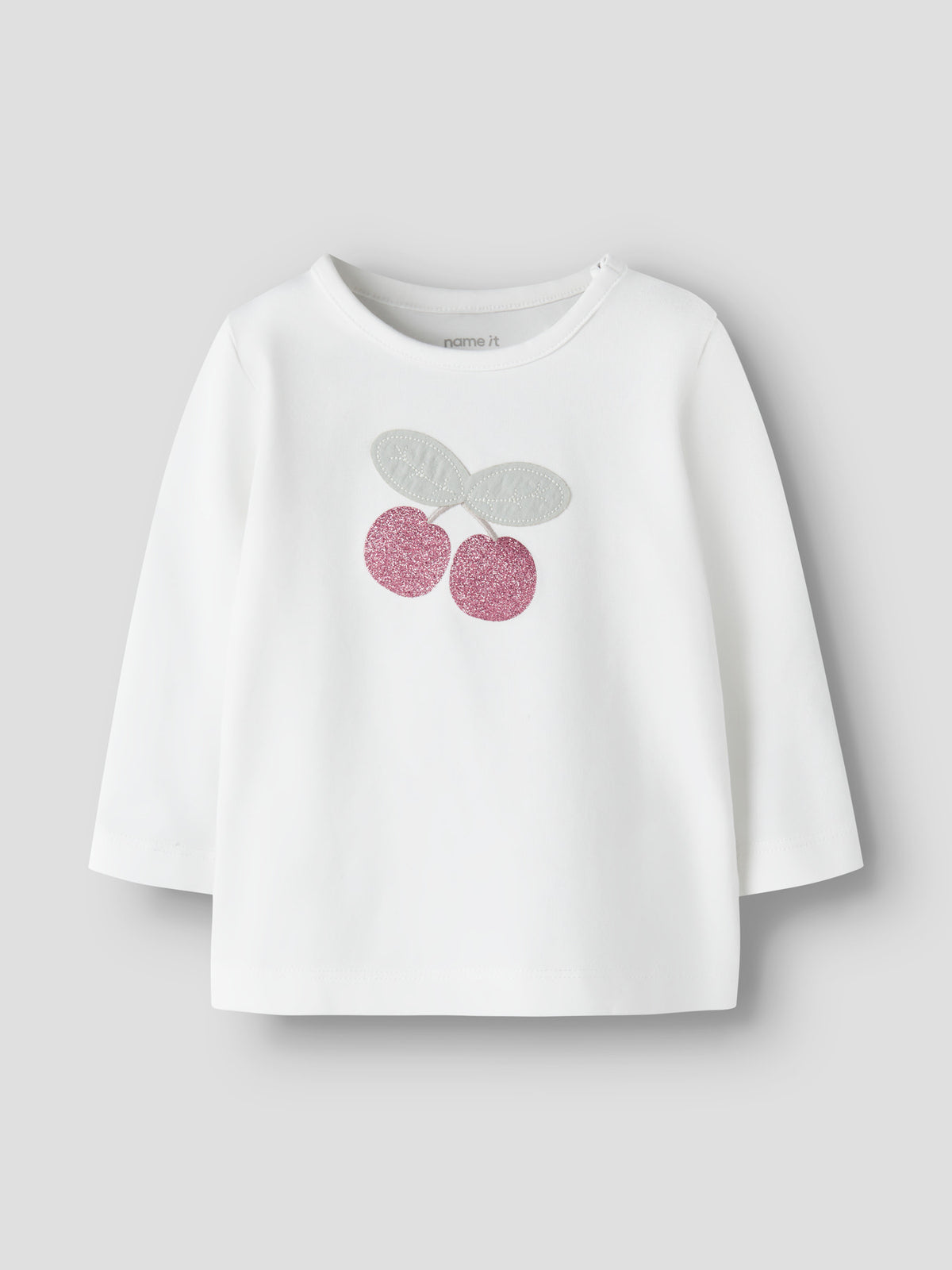 Name it Langarmshirt mit Glitzer-Kirschenprint aus Bio-Baumwolle