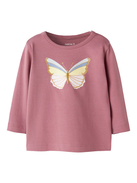 Name it Langarmshirt mit Glitzer-Muschelprint aus Bio-Baumwolle
