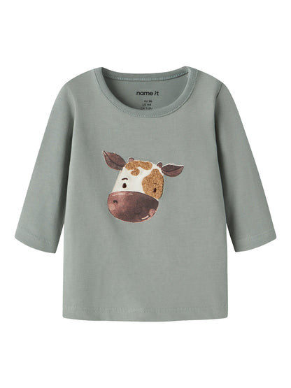 Name it Langarmshirt mit Kuhgesicht aus Bio-Baumwolle