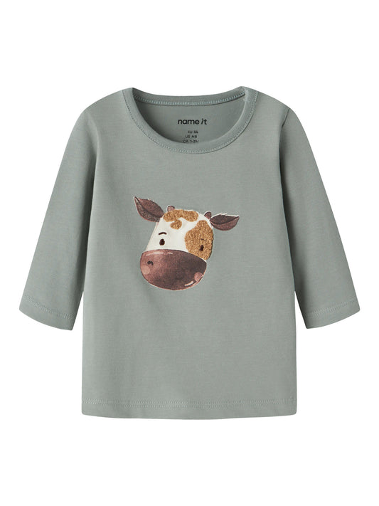 Name it Langarmshirt mit Kuhgesicht aus Bio-Baumwolle