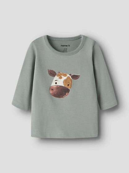 Name it Langarmshirt mit Kuhgesicht aus Bio-Baumwolle