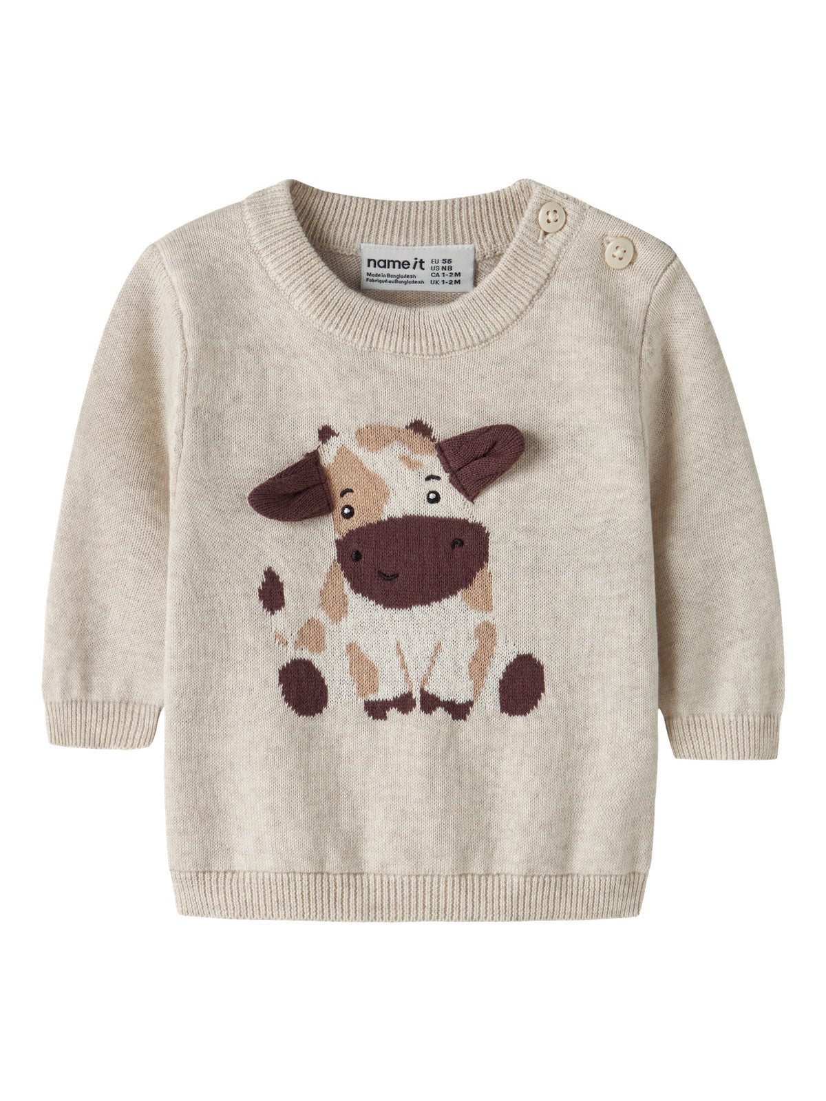 Name it Strickpullover mit Kuh aus Bio-Baumwolle
