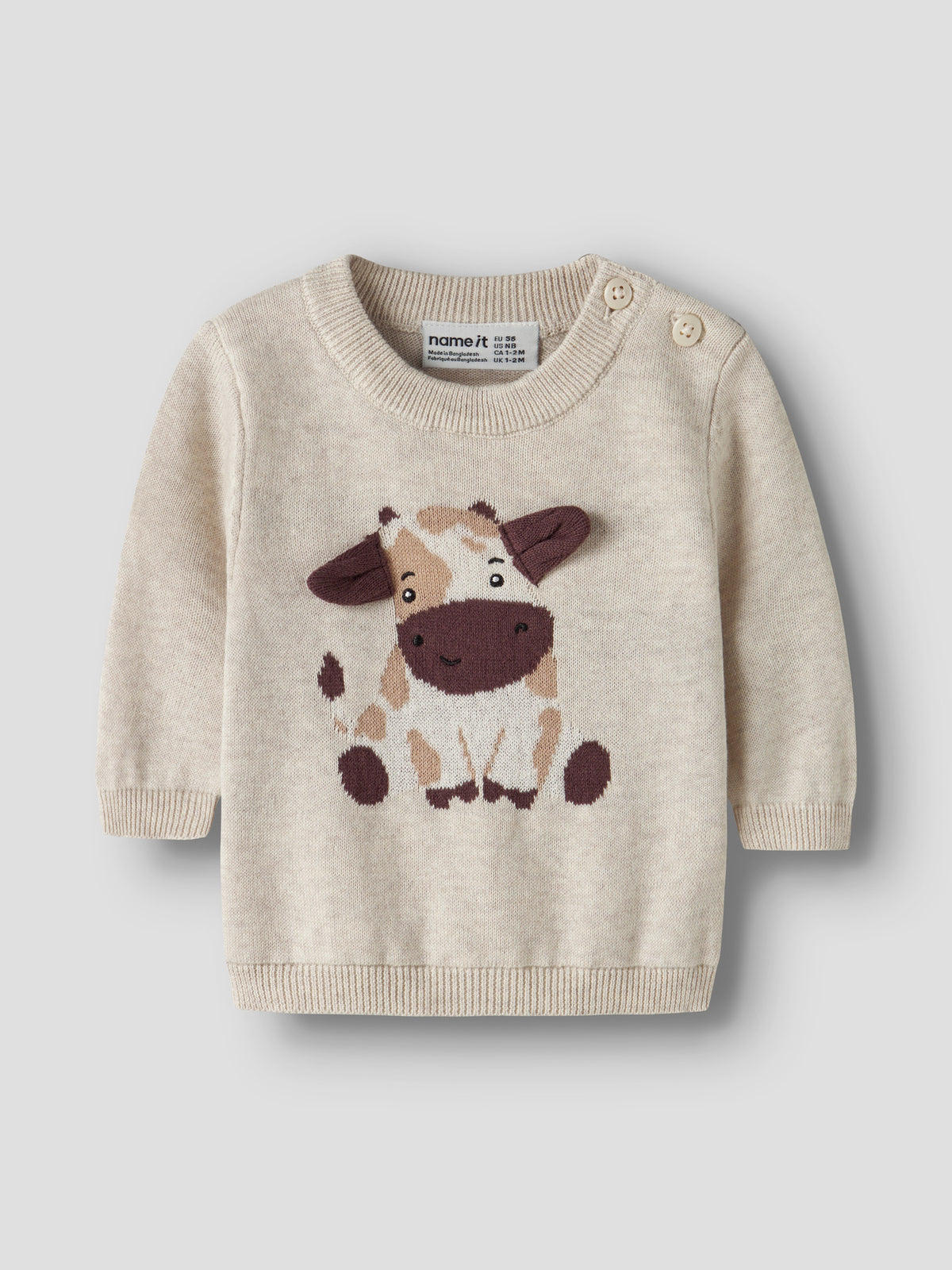 Name it Strickpullover mit Kuh aus Bio-Baumwolle