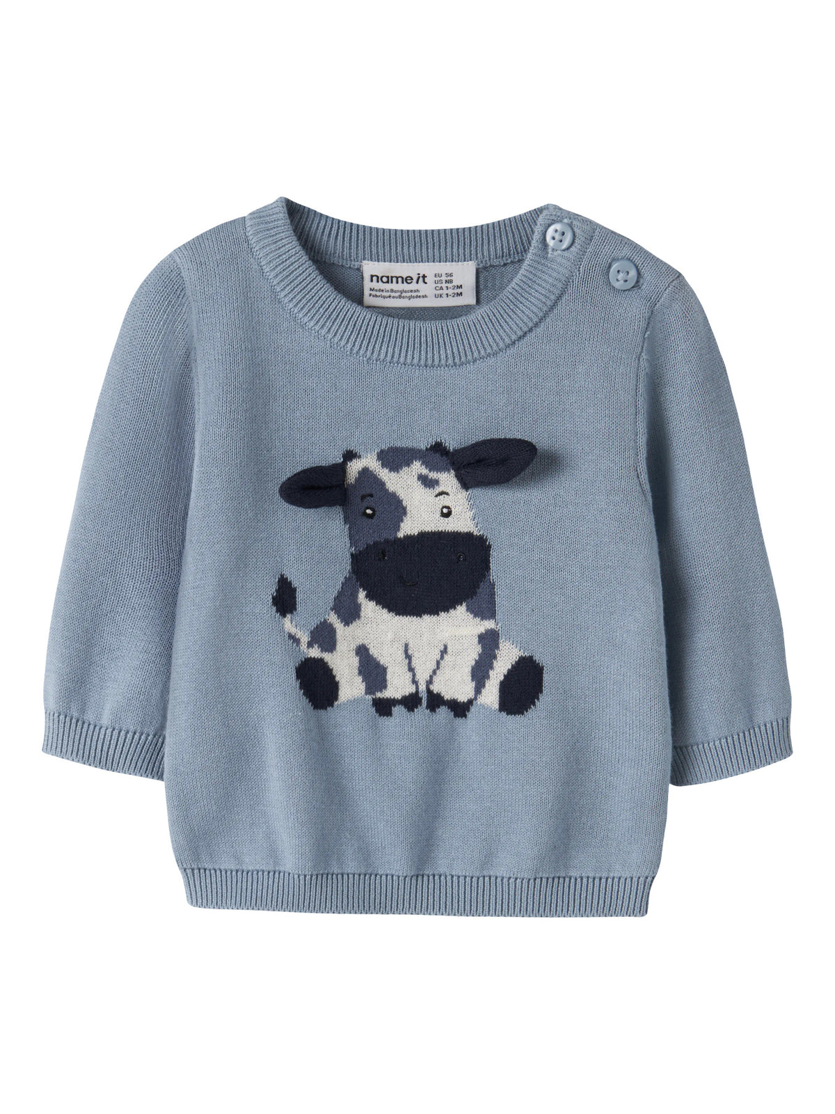 Name it Strickpullover mit Kuh aus Bio-Baumwolle