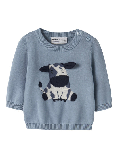 Name it Strickpullover mit Kuh aus Bio-Baumwolle