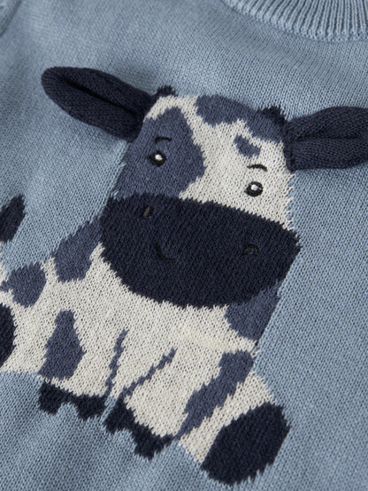 Name it Strickpullover mit Kuh aus Bio-Baumwolle