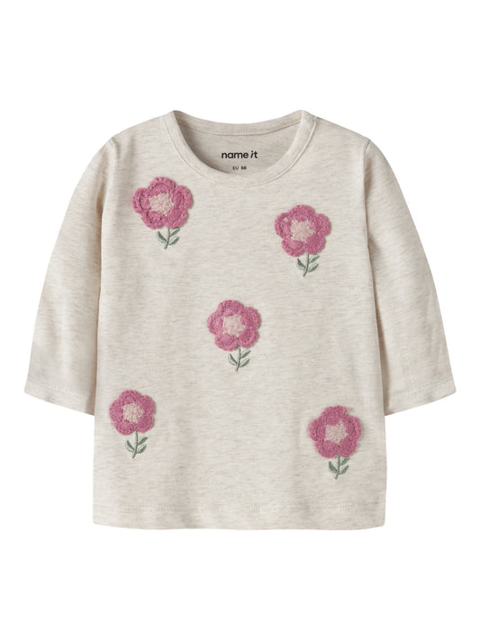 Name it Langarmshirt mit applizierten Blumen aus Bio-Baumwolle