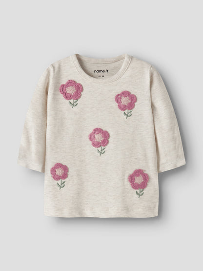 Name it Langarmshirt mit applizierten Blumen aus Bio-Baumwolle