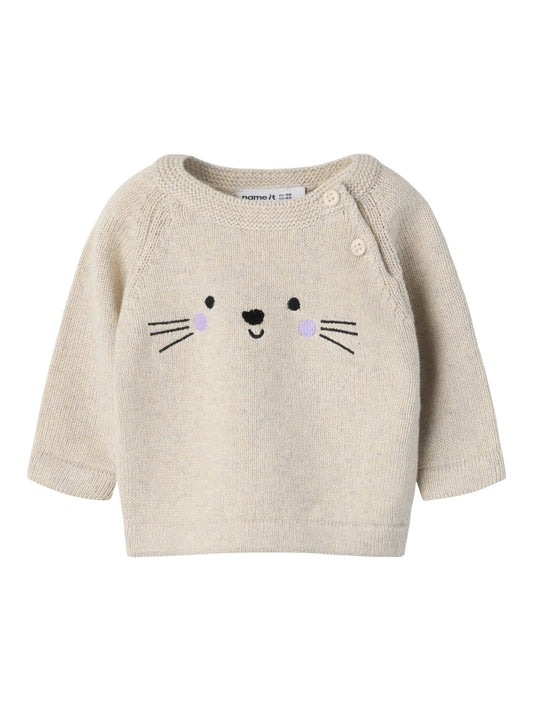 Name it Strickpullover Forana mit Tiergesicht aus Bio-Baumwolle