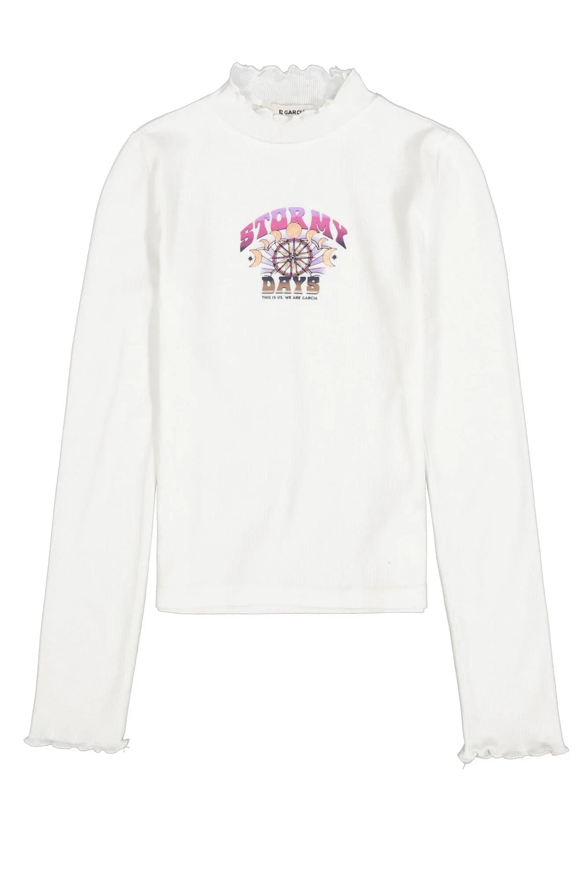 Garcia Cremeweißes Langarmshirt