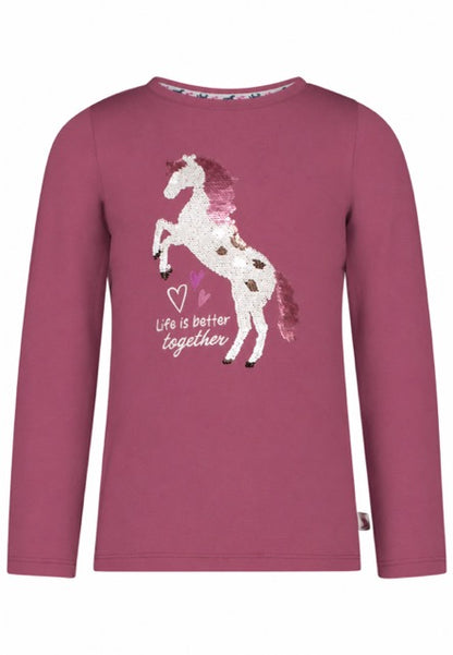 Salt and Pepper Langarmshirt Pferd mit Wendepailletten