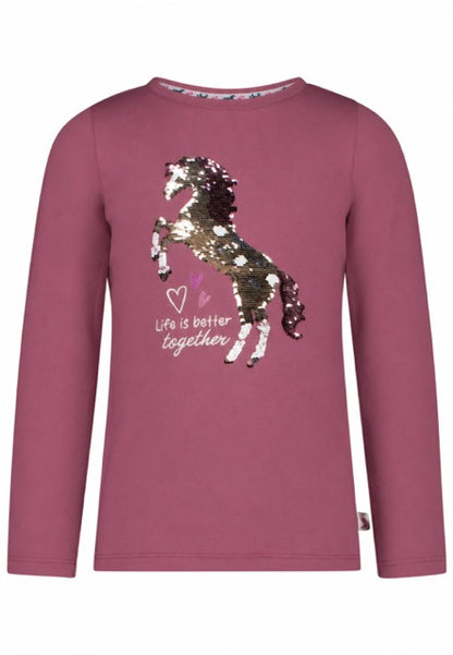 Salt and Pepper Langarmshirt Pferd mit Wendepailletten
