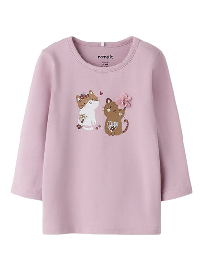 Name it Langarmshirt mit Katzenprint aus Bio-Baumwolle