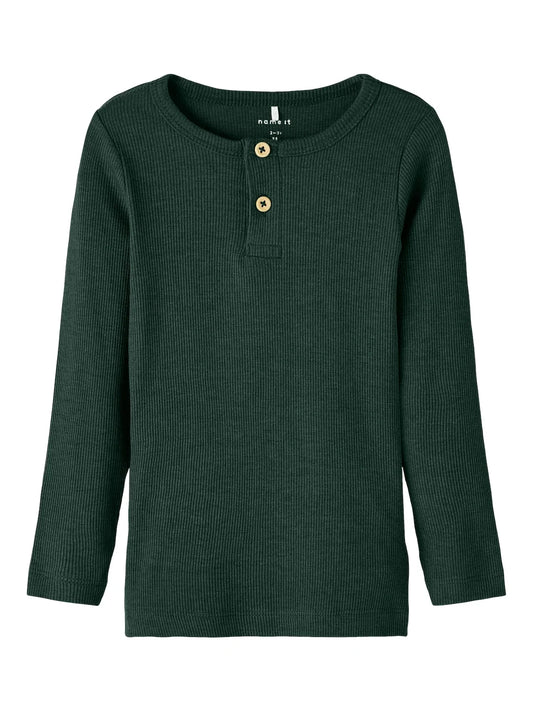 Name it Geripptes Langarmshirt mit Knöpfen