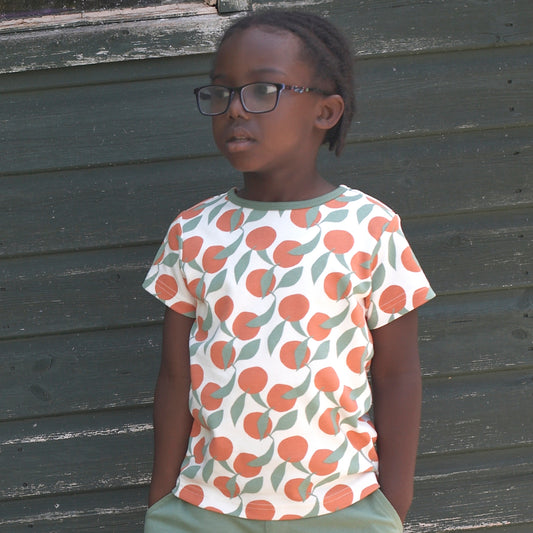 Pigeon T-Shirt mit Orangenprint GOTS
