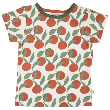Pigeon T-Shirt mit Orangenprint GOTS