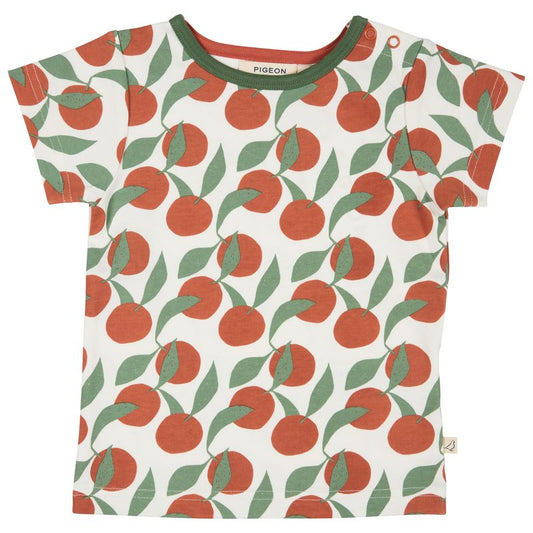 Pigeon T-Shirt mit Orangenprint GOTS