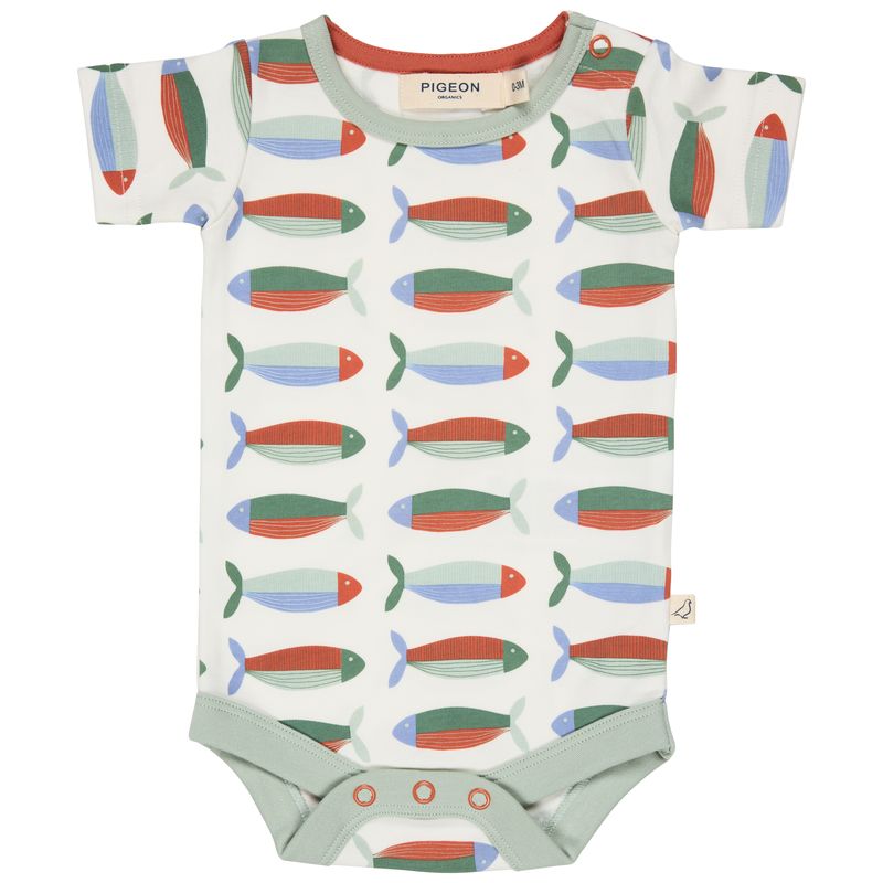 Pigeon Body Kurzarm mit Sardinenprint GOTS