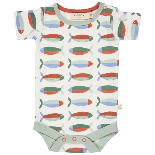 Pigeon Body Kurzarm mit Sardinenprint GOTS