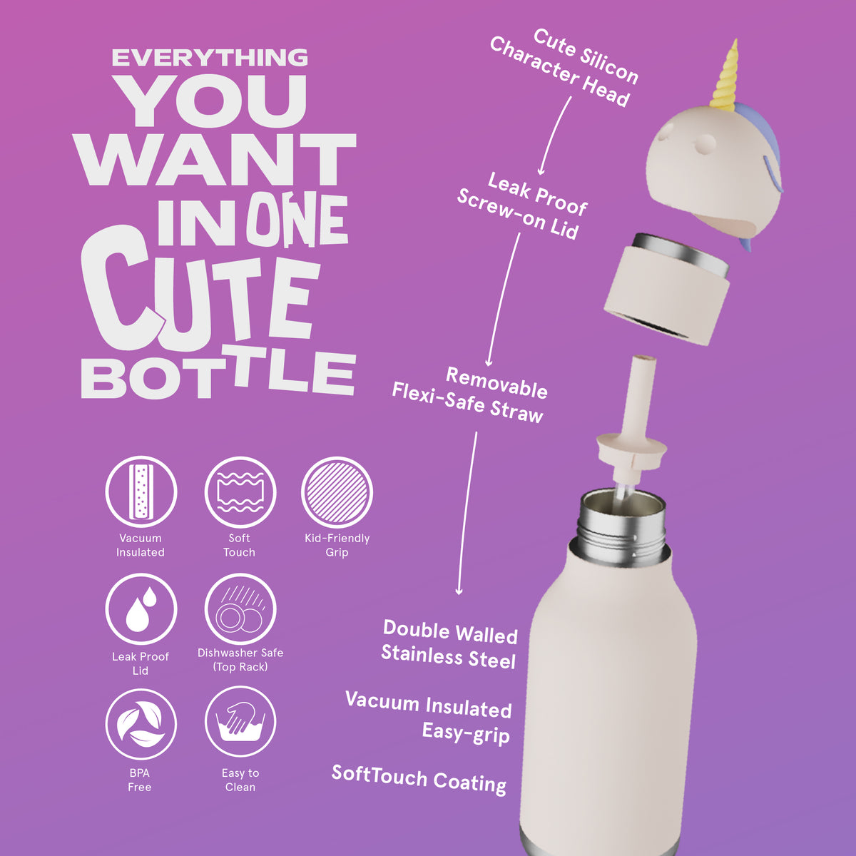 Asobu Trinkflasche Bestie Sparkle The Unicorn