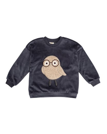 Wooly Organic Nicki Sweatshirt mit applizierter Eule GOTS