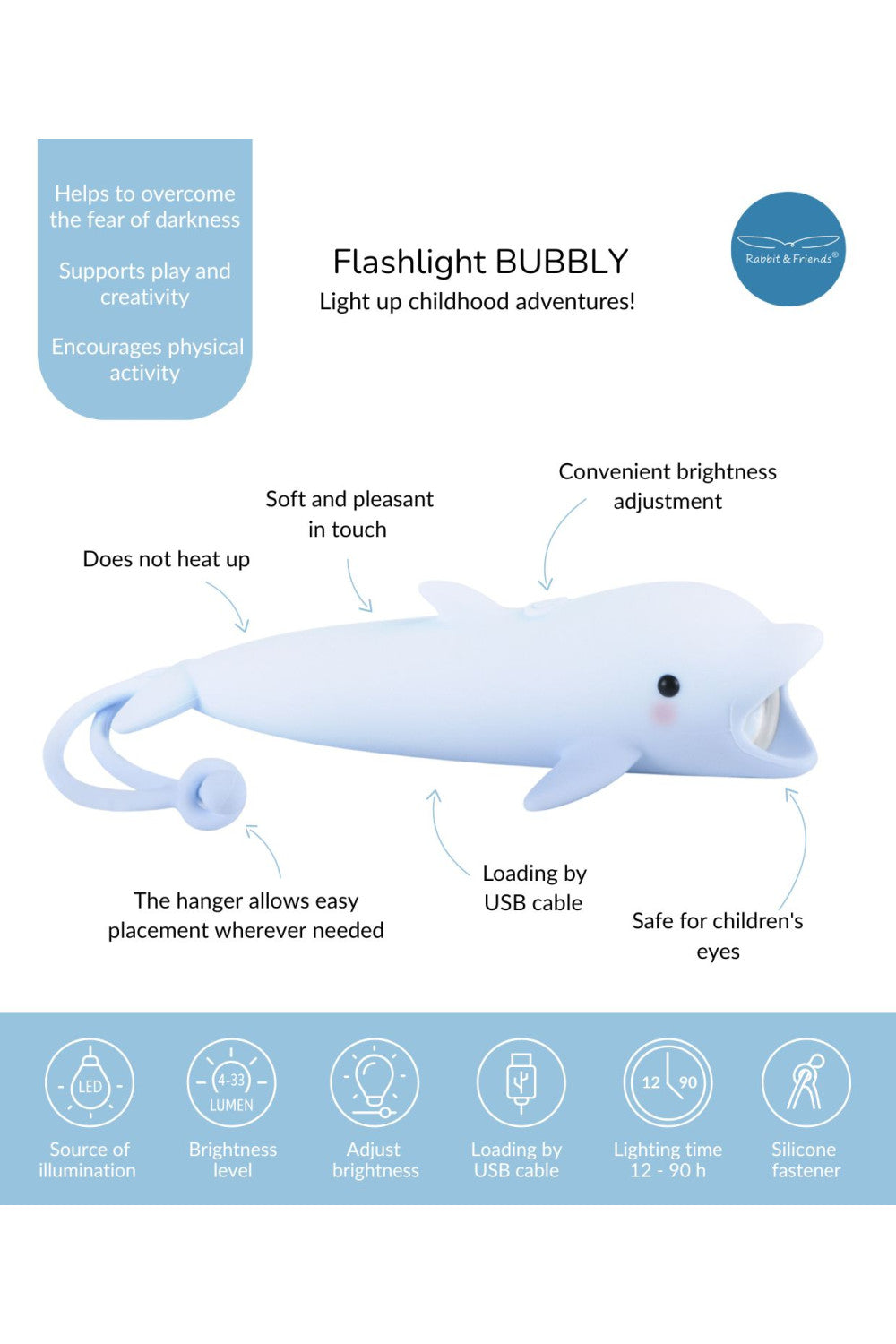Rabbit & Friends Taschenlampe Dolphin BUBBLY