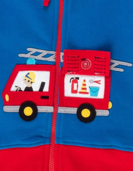 Toby Tiger Sweatjacke mit Kapuze und Feuerwehr-Applikation GOTS