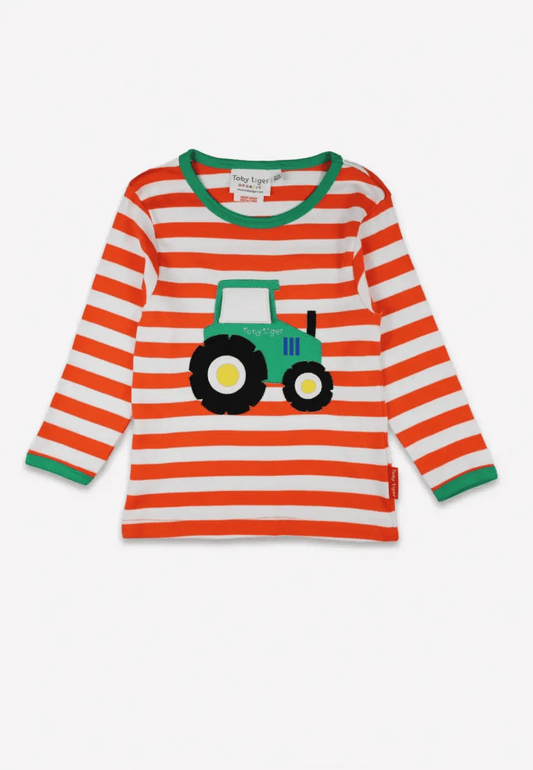 Toby Tiger Langarmshirt mit Traktor-Applikation GOTS