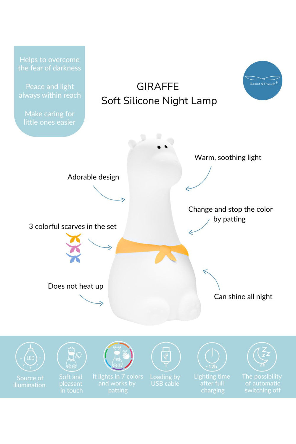 Rabbit & Friends Giraffe Nachtlampe aus Silikon